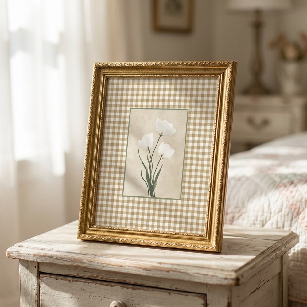 Gingham Tulip Wall Art